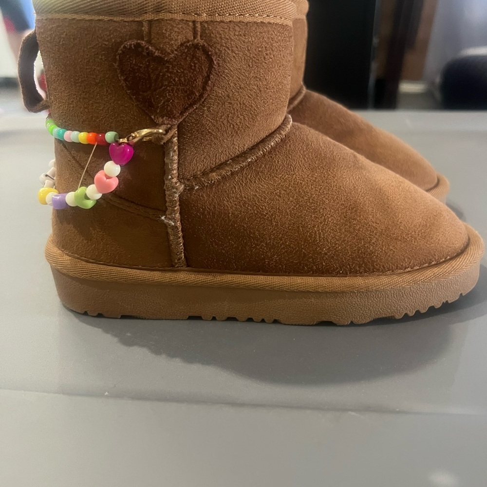Charming Brown Kids Boots with Heart Accent